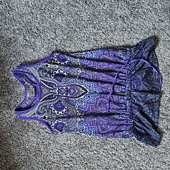 STUNNING ATHLETA PURPLE PAISLEY TIC TAC TOE RACERBACK TOP - Picture 1 of 9